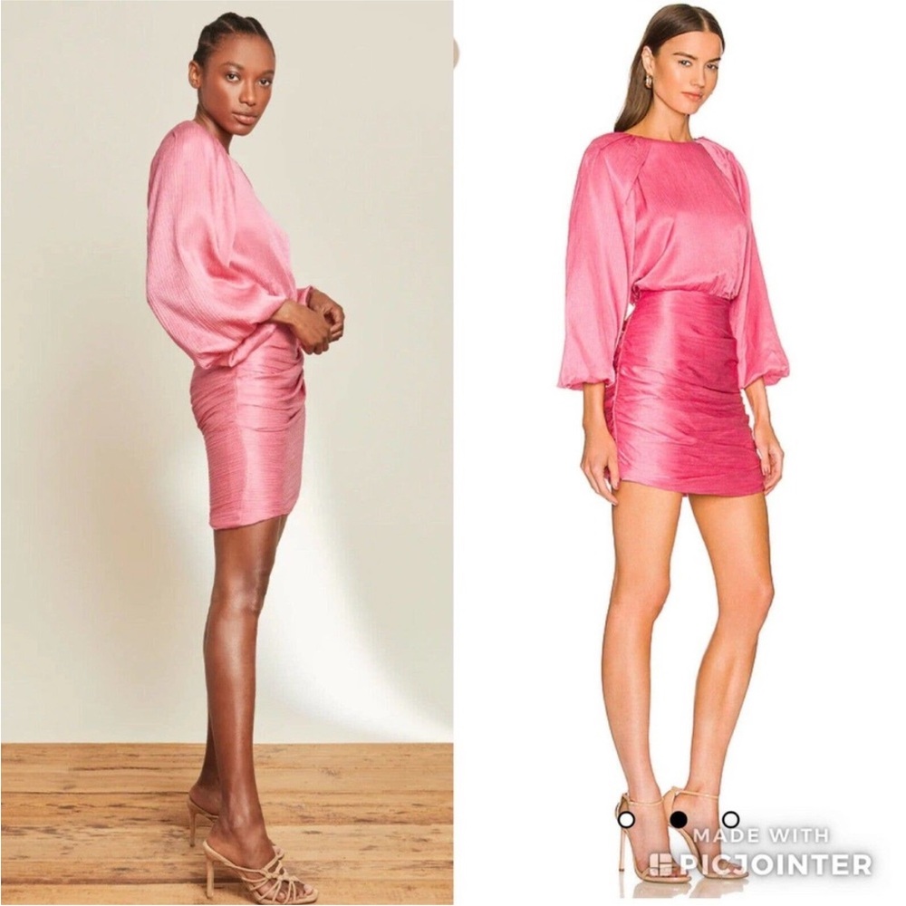 Veronica Beard Pink Mini Dress Bodycon Long Sleeve 2 Gracelynn Silk